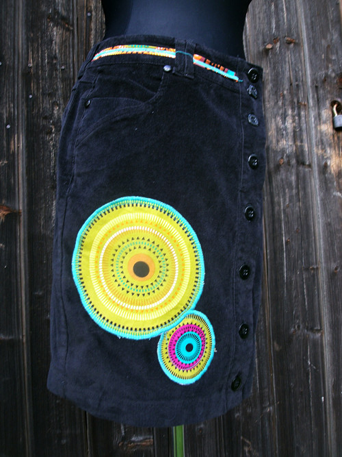 Manšestr sukně " Mandala" - Black Simple — foto 4