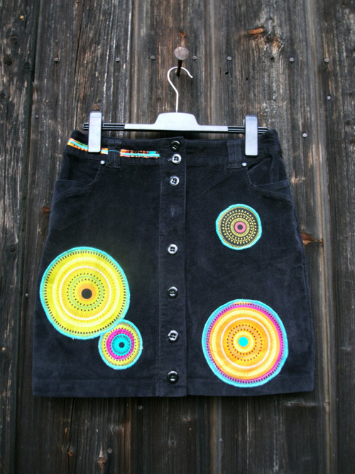 Manšestr sukně " Mandala" - Black Simple — foto 3