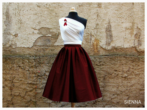 SIENNA BORDEAUX taftova sukne — foto 3