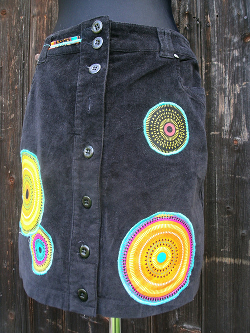 Manšestr sukně " Mandala" - Black Simple — foto 2