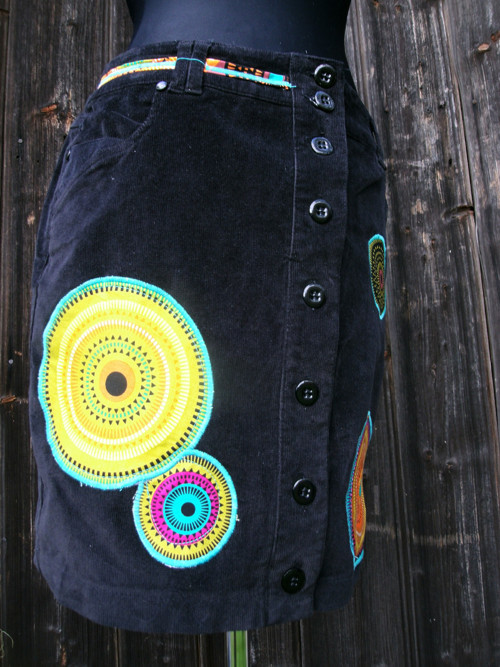 Manšestr sukně " Mandala" - Black Simple — foto 6