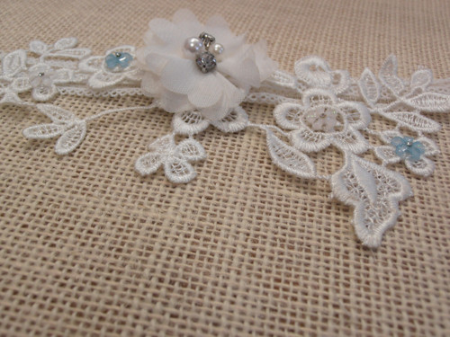 Krajkový podvazek ivory — foto 6