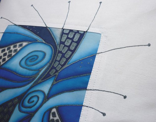Modré spirály - polštáře s hedvábím — foto 2