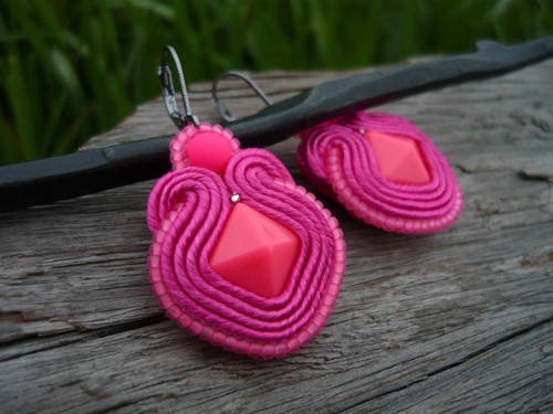Soutache náušnice Pink NEON — foto 4