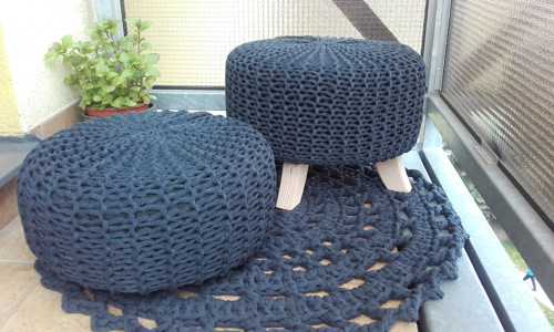 Čtyřnožka "antracit" /průměr 42cm,výš.28cm/ — foto 3