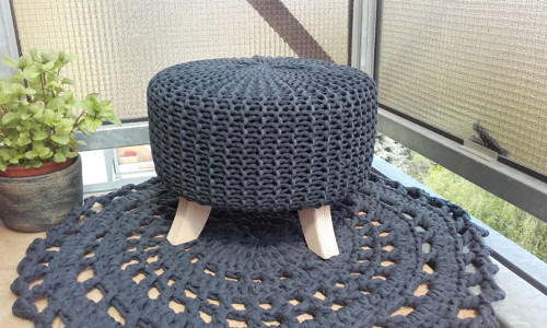 Čtyřnožka "antracit" /průměr 42cm,výš.28cm/ — foto 4