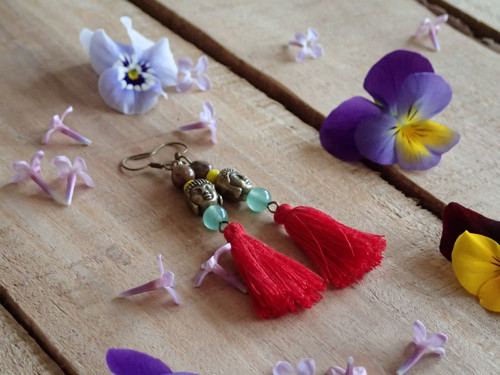 Boho naušnice s buddhou a jadeitem — foto 3