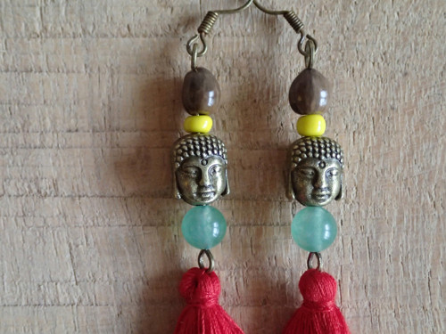 Boho naušnice s buddhou a jadeitem — foto 4