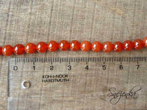 Karneol kulička tmavá 6 mm, 3 ks — foto 2