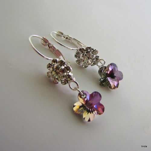 Náušnice * kytička * SWAROVSKI * 1 pár/ bal — foto 3