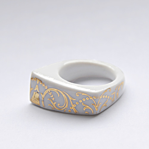 Porcelánový prsten - zlatý vzor — foto 2