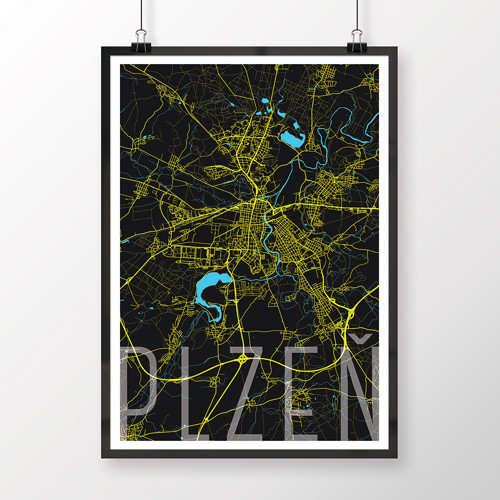PLZEŇ, 50x70cm, elegantní, černá — foto 2