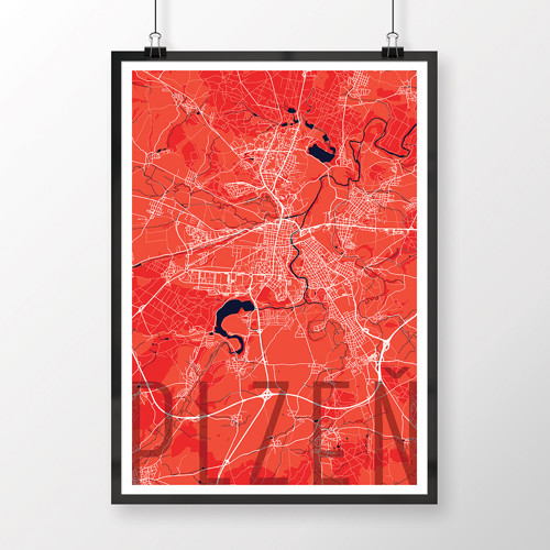 PLZEŇ, 50x70cm, elegantní, červená — foto 2