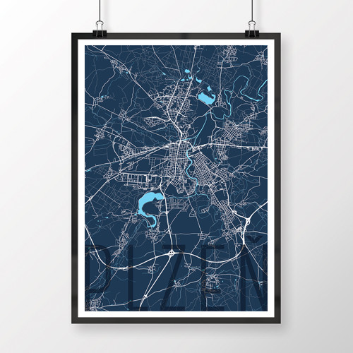 PLZEŇ, 50x70cm, elegantní, tmavě modrá — foto 2