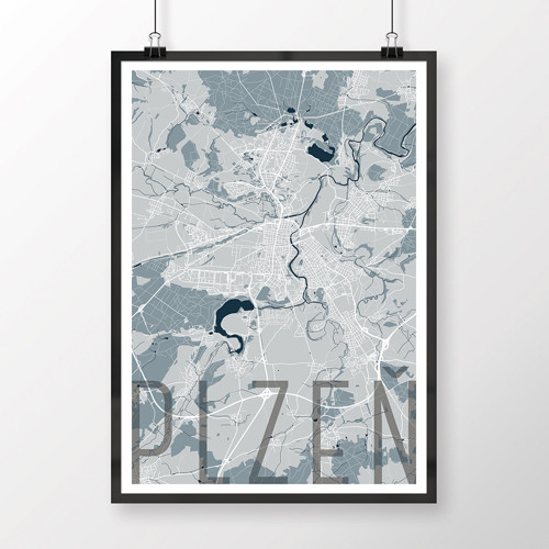 PLZEŇ, 50x70cm, elegantní, světle modrá — foto 2