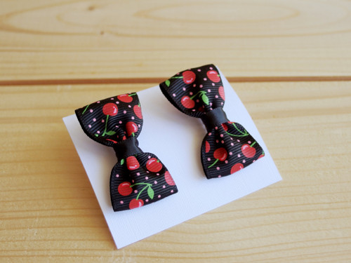 Mini sponky 2ks - černé s třešněmi — foto 2