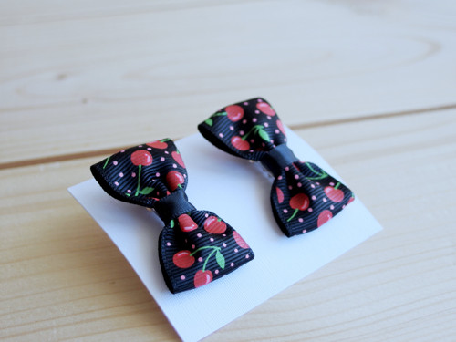 Mini sponky 2ks - černé s třešněmi — foto 3