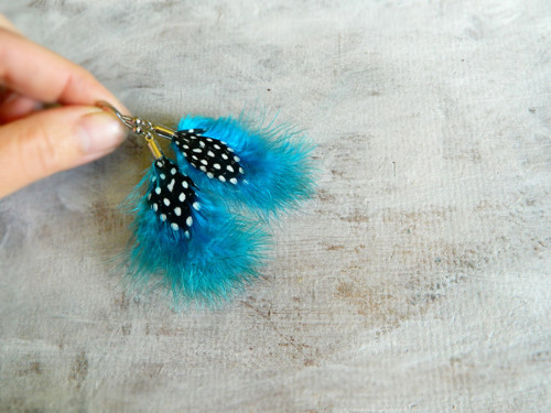Peříčkové náušnice marabou - kolekce "mini" — foto 3