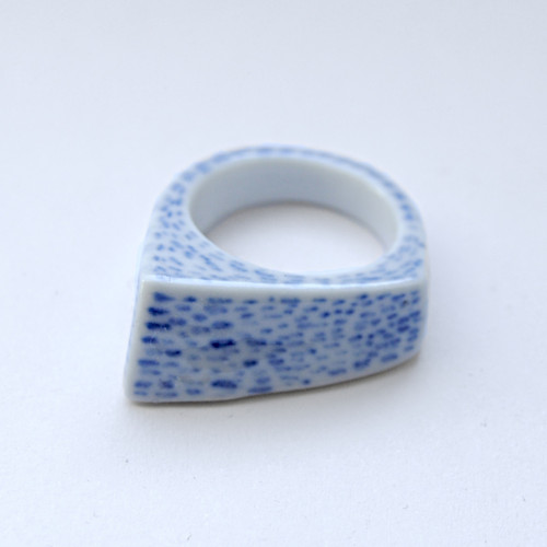 Porcelánový prsten - modrý,malovaný — foto 2