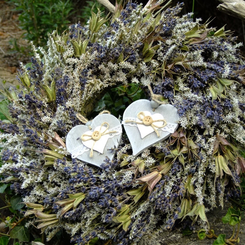 Věnec celoroční - Dvě srdíčka v levanduli — foto 5