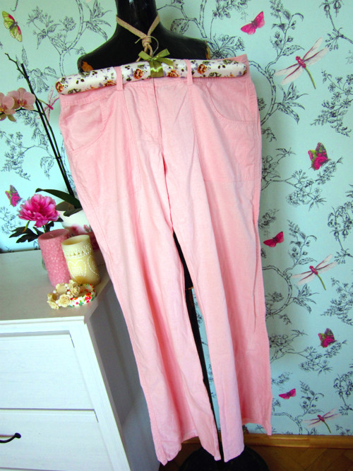 Lněné kalhoty powder pink — foto 2
