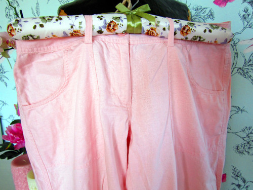 Lněné kalhoty powder pink — foto 3