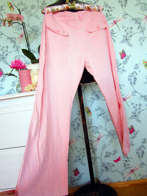 Lněné kalhoty powder pink — foto 5