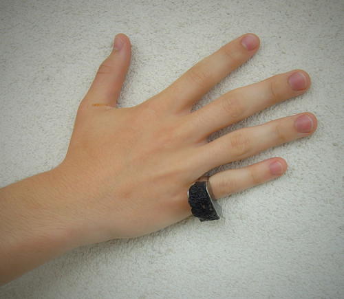 Nerezový prsten..." Black stone " — foto 2