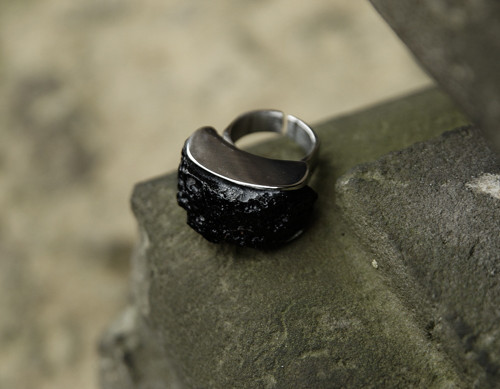 Nerezový prsten..." Black stone " — foto 3