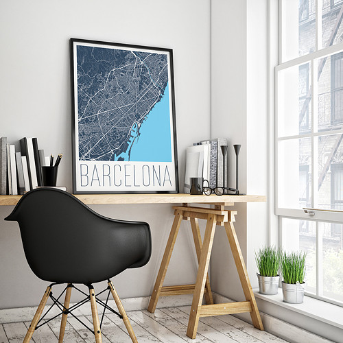 BARCELONA, 50x70cm, moderní, tmavě modrá — foto 2