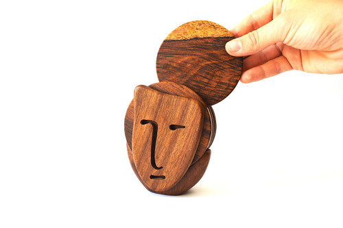 Podšálky podtácky dřevěné - Face — foto 5