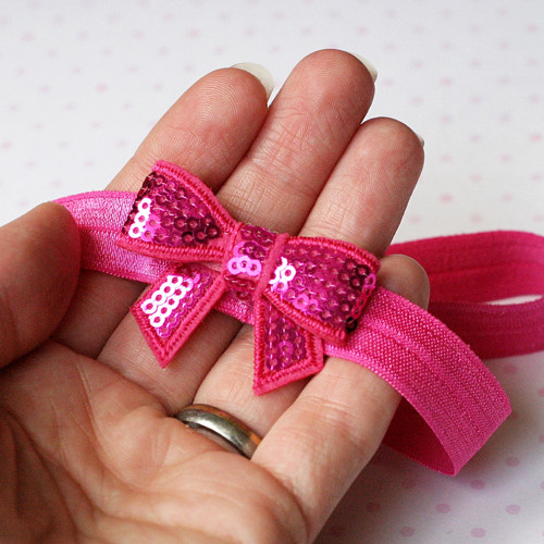 Čelenka pro newborn - flitrová mašlička — foto 2