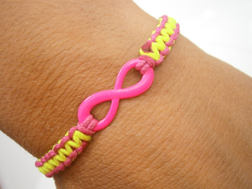 "Infinity" neonový dvoubarevný náramek (macramé) — foto 5