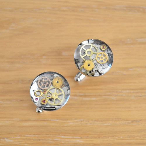 Manžetové Knoflíčky -Steampunk - Čiré — foto 2