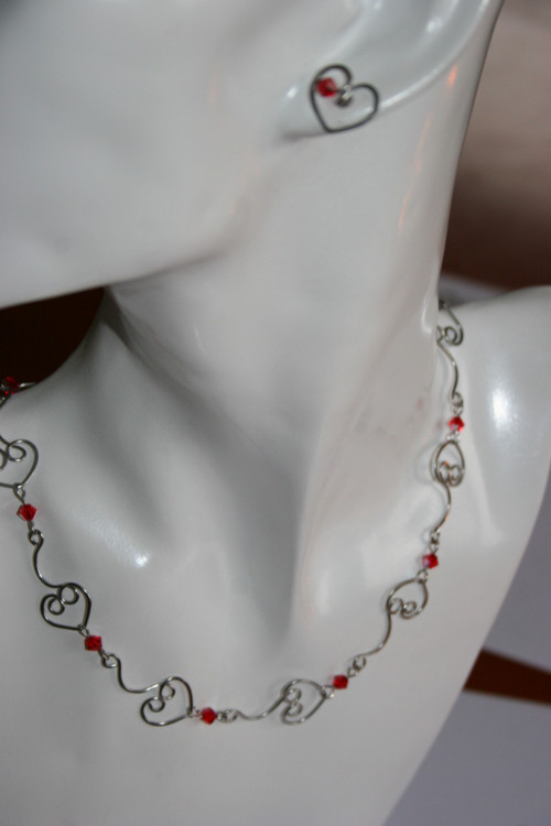 Náhrdelník - srdce - chirurgická ocel - Swarovski — foto 2