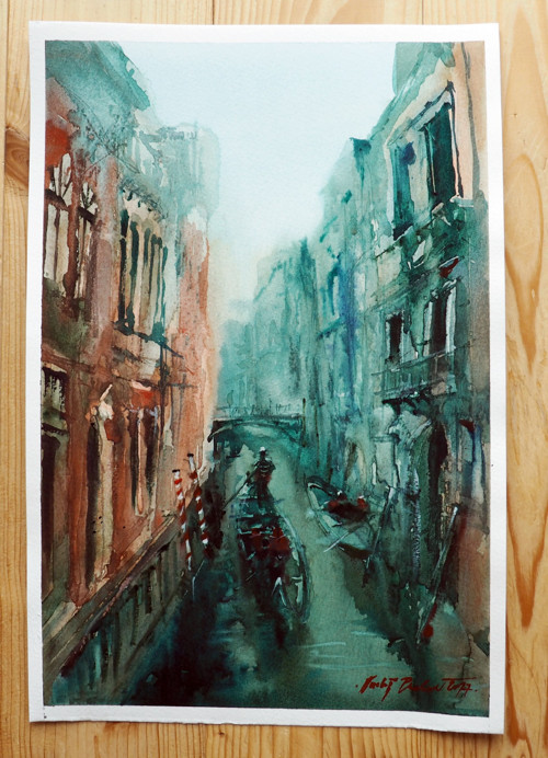 Výlet do Benátek 1,originální akvarel — foto 2