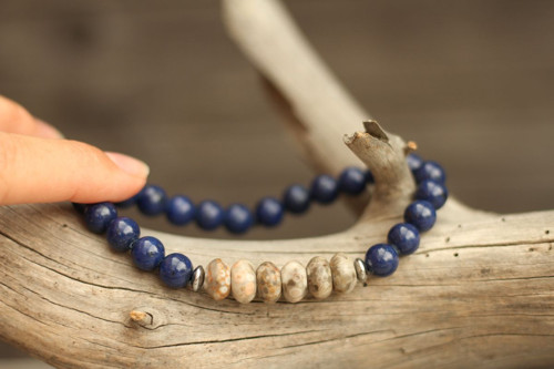 Pánsky náramok jaspis, lapis lazuli, hematit — foto 2