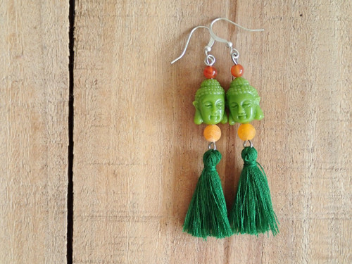 Boho naušnice s buddhou a achátem — foto 4