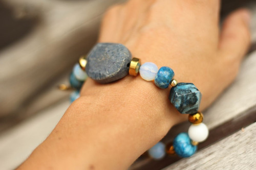 Boho náramok z minerálov blue — foto 3