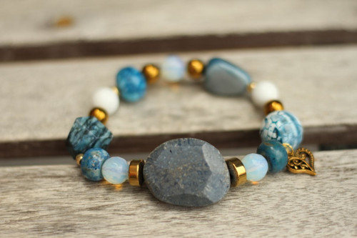 Boho náramok z minerálov blue — foto 6