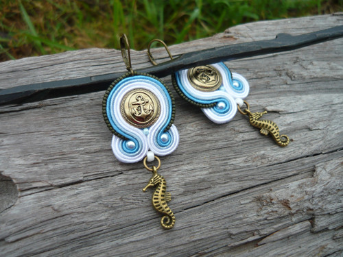 !AKCE! Soutache náušnice Moře..Nebe..Kotvy :) — foto 2