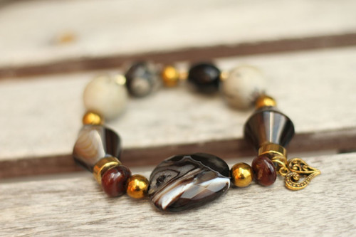 Boho náramok z minerálov brown — foto 3