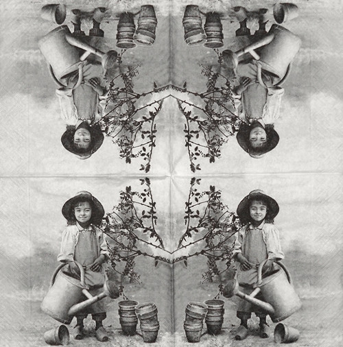 Ubrousek vintage - dívka s konví — foto 2