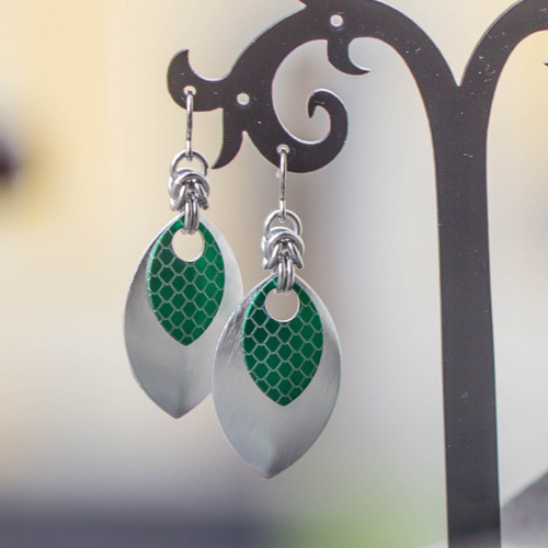 Náušnice Double - little green dračí šupiny — foto 4
