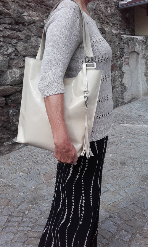 Velká kožená kabelka "beigechiaro1" — foto 6