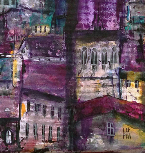 Praha purpurová - 20x30cm — foto 2