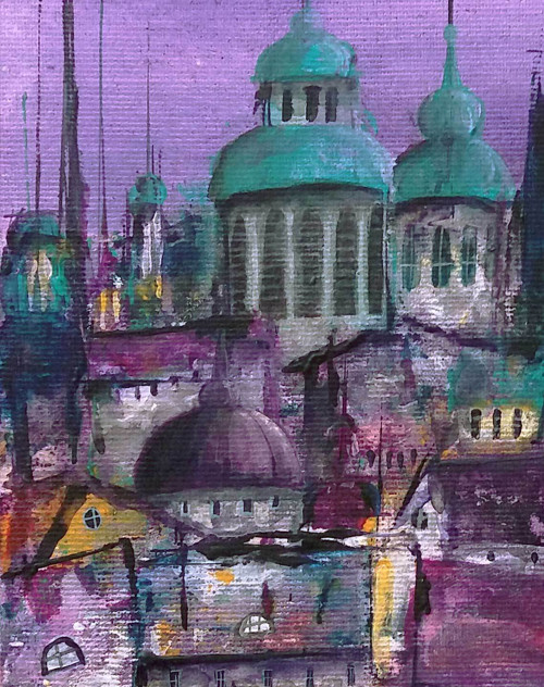Praha purpurová - 20x30cm — foto 3
