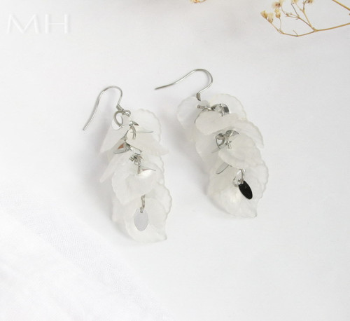 Frosted leaves. Stainless steel earrings n.41 — foto 3