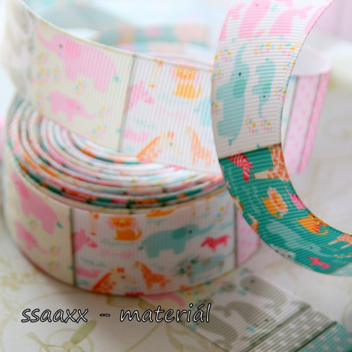 Rypsová stuha ~ 25 mm ~ zvířátkový patchwork — foto 3