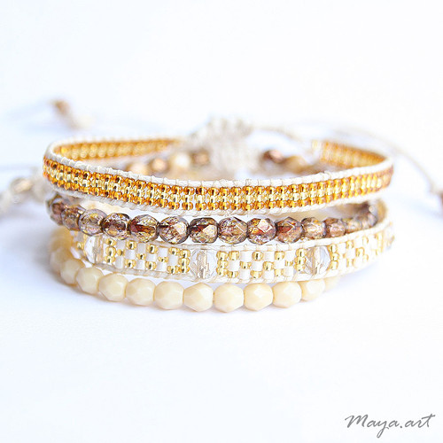 Béžová sada náramků WRAP BRACELET — foto 3